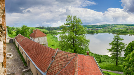 Fototapeta na wymiar View from the window of the Svirzh Castle, Ukraine