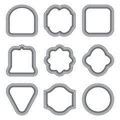 A set of frames of different shapes from the rope. Vector