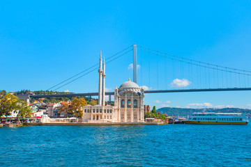 Ortakoy mosque and Bosphorus bridge, Istanbul, Turkey