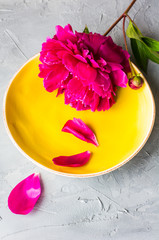 Summer table setting with peonies