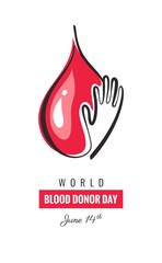 Obraz premium World blood donor day poster. Hand and drop design. Vector illustration