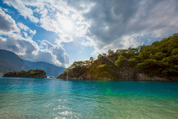 Obraz premium Blue lagoon in Oludeniz, Fethiye district, Turquoise Coast of southwestern Turkey