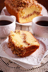 Cinnamon and nut coffee cake,