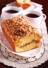 Cinnamon and nut coffee cake,