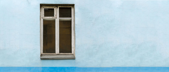 Window on free  blue wall