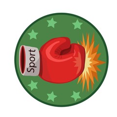 Boxing glove heavy blow/ Boxing glove heavy blow, the red glove on green background with stars
