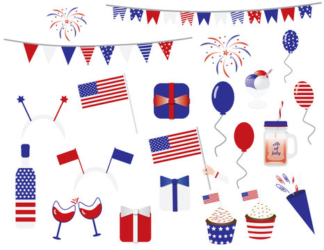 Set of 21 4th of july cliparts