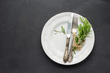 Organic food concept with rosemary