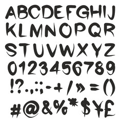 Freehand Artist Flow Vector Font with Capital Letters, Numbers & Signs