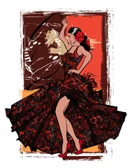 Poster Flamenco spaanse danseres vrouw © Isaxar