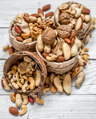 different nuts in a plate closeup