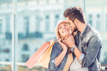 Loving couple shopping