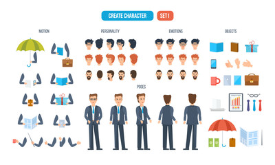 Obraz premium Set for creating character businessman, consisting of various details.