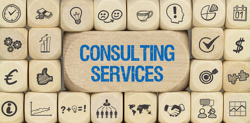 Consulting Services / Würfel mit Symbole
