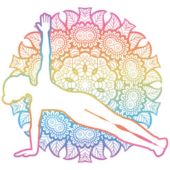 Women silhouette. Extended side plank yoga pose. Vasisthasana.