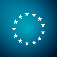 Stars in circle flat icon on blue background. Vector Illustration