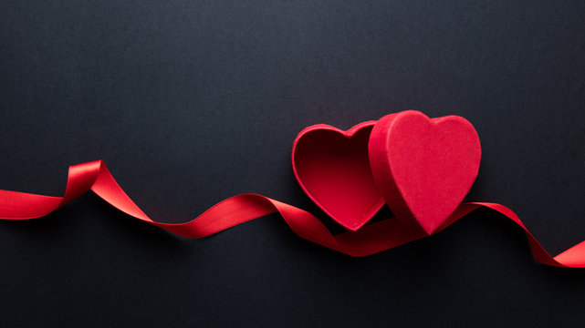 heart shaped box and ribbon