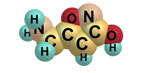 Muscimol molecular structure isolated on white