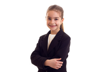 Little girl in black jacket 