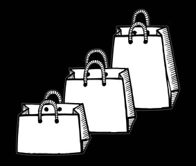 Hand drawn cartoon style shopping bags design