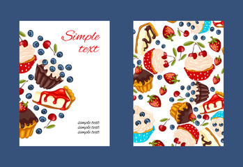 Cupcake vector promo card set