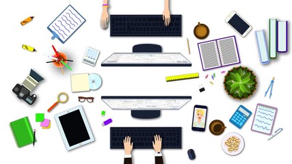 Animated modern office interior. Time-Lapse. Alpha channel. Loop - Powered by Adobe