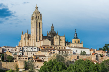Fototapeta na wymiar Cathedral in Segovia, detailed close up with tele photo lens, Spain