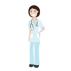 Fototapeta premium Cute female doctor with dark hair