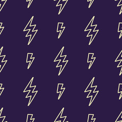 Vector abstract modern comic pattern with lightning bolts. Trendy thunder background.