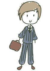 Doodle style cartoon business kid isolated on a white background