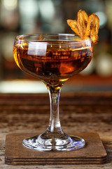 Brown cocktail with whiskey