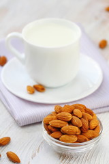 Almond milk and almonds