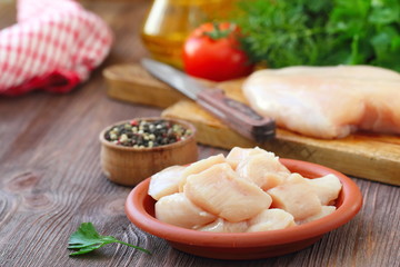 Raw chicken prepared for cook