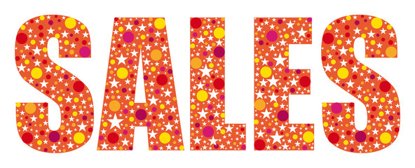 Orange joyful sales word illustration.