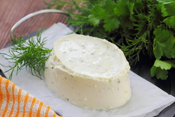 Delicious soft cheese with greens