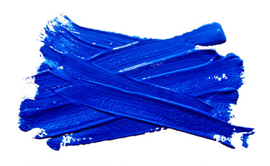 Blue strokes of the paint brush isolated