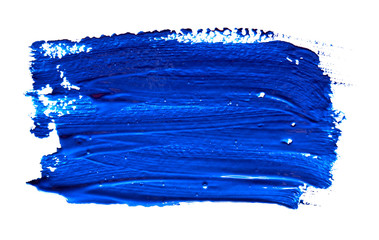 Blue strokes of the paint brush isolated