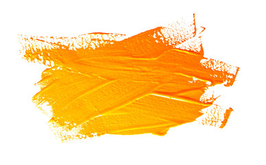 Yellow ochre strokes of the paint brush isolated