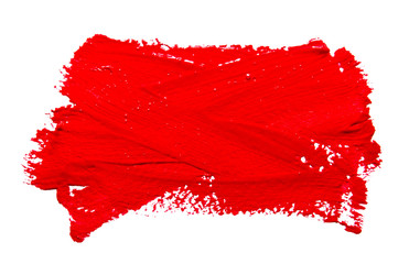 Red strokes of the paint brush isolated