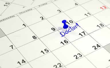 Blue pin marking the 17th on a calendar