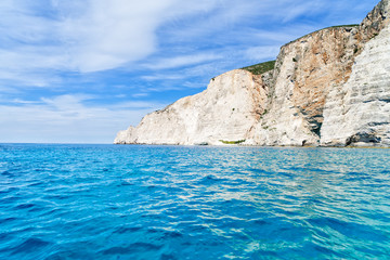 Fototapeta na wymiar Beautiful lanscape of sea snd white rocks, Zakinthos island, Greece
