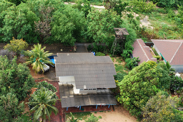 Aerial view of a typical residential housekeeping in Pattaya, Thailand