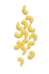 Elbow Macaroni Pasta on White Background