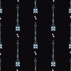 Vector seamless pattern with tribal arrows and triangles. Boho style