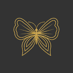 Decorative gold butterfly. An elegant silhouette. Item for logo. Vector illustration.
