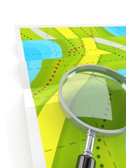 Map with magnifying glass