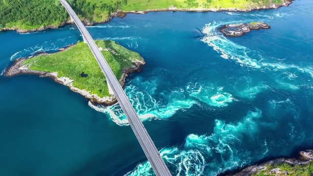 Whirlpools of the maelstrom of Saltstraumen, Nordland, Norway