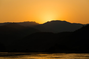 Sunset in Pakbeng in Laos