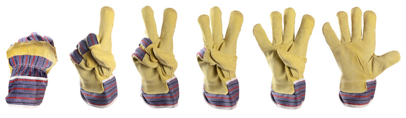 Working mens gloves on white background