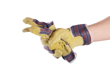 Working mens gloves on white background